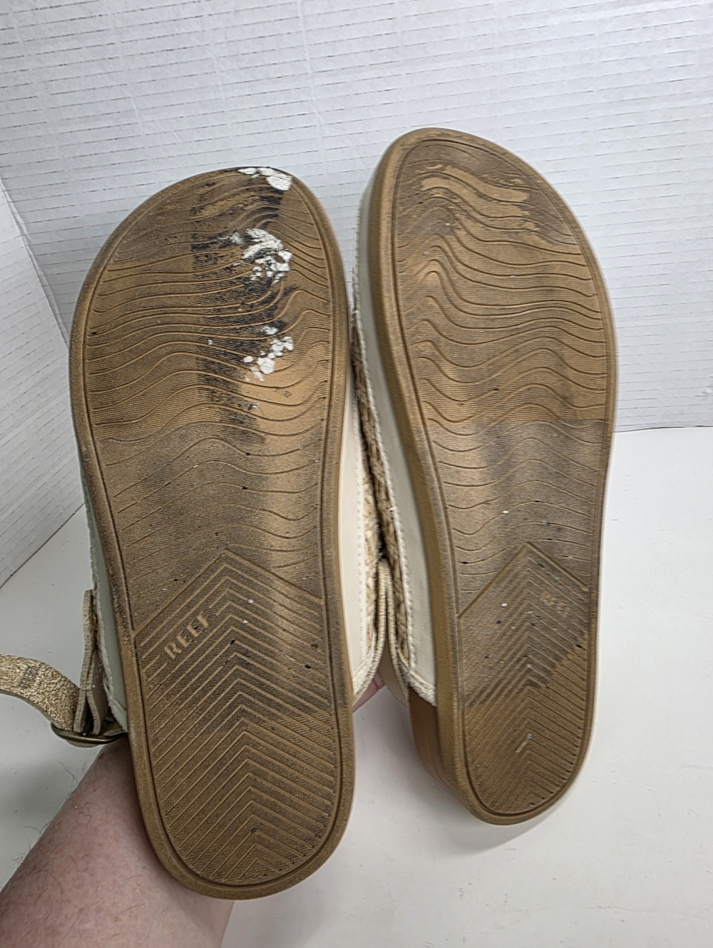 Reef Cushion Sage Cream Woven Mules Sz 7 - Picture 8 of 8